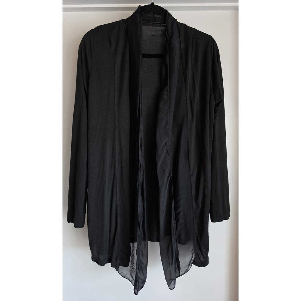 Meo Meli Open Cardigan Women Black Long Sleeve Silk Blend Made in Italy